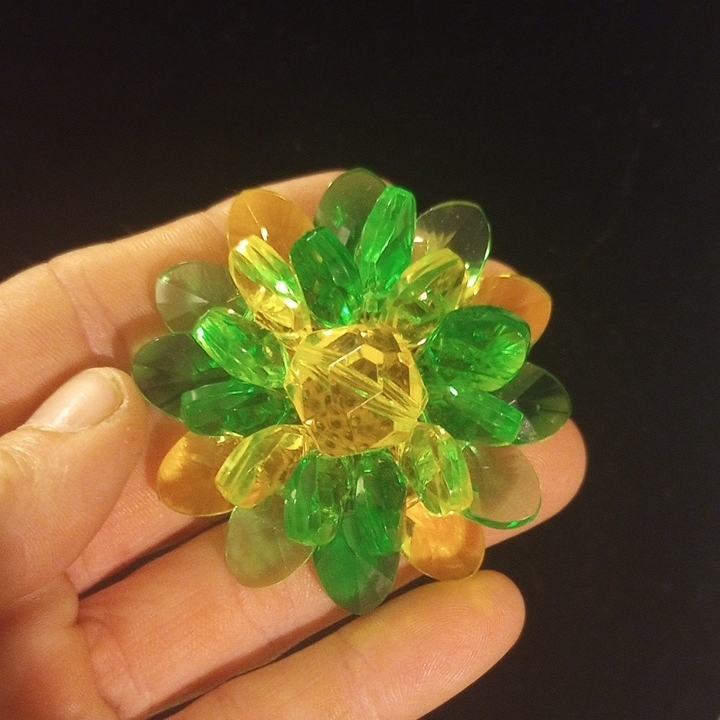 Green And Yellow Lucite Brooch